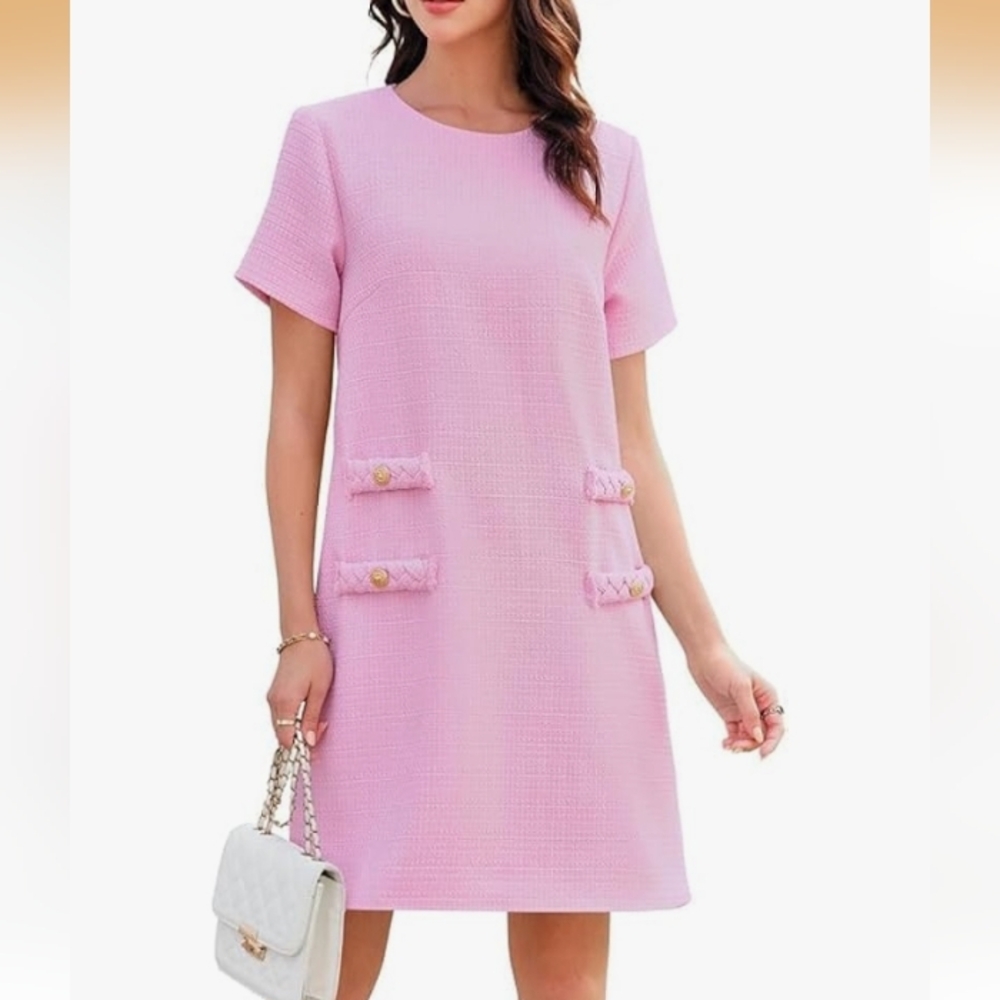 Wenrine Pink Tweed Mini Dress Size XL NWT